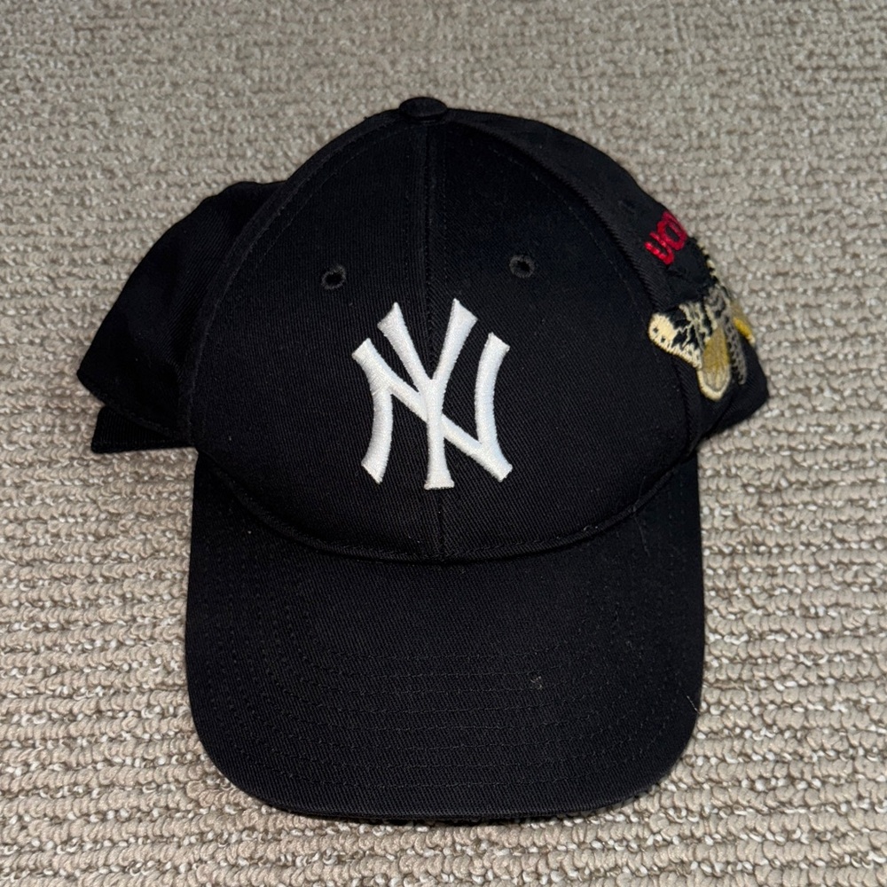 Gucci Black NY Hat with Butterfly Accent